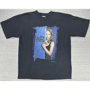 Vintage Buffy The Vampire Slayer Shirt Mens XL Black Blue Grape 1998 Tee 90s